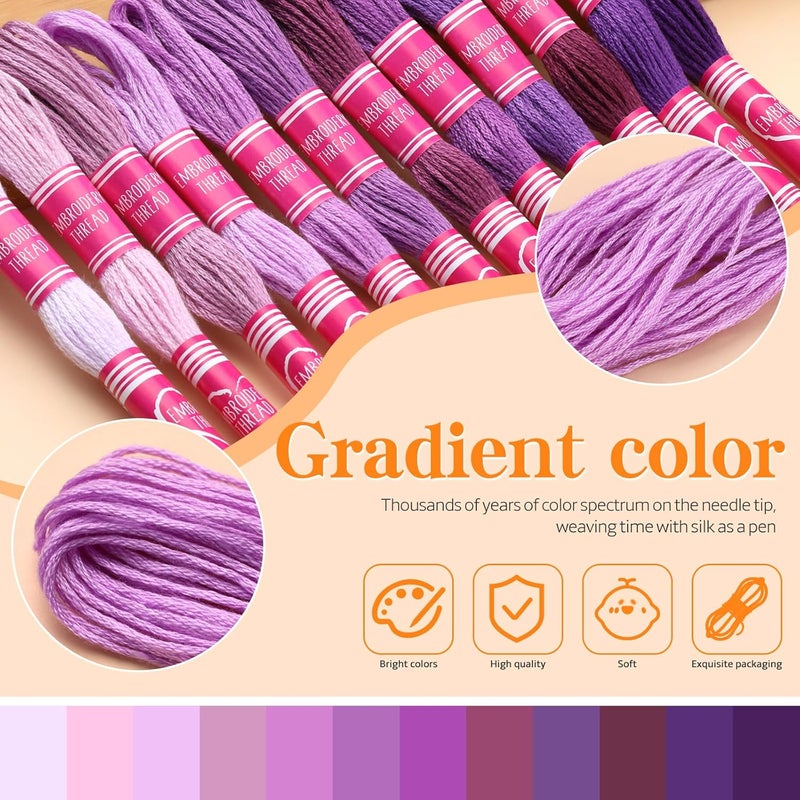 Dercuy Embroidery Floss,12 Skeins Purple Embroidery Thread,Friendship Bracelet String for DIY Making,Embroidery Crafts - Image 5